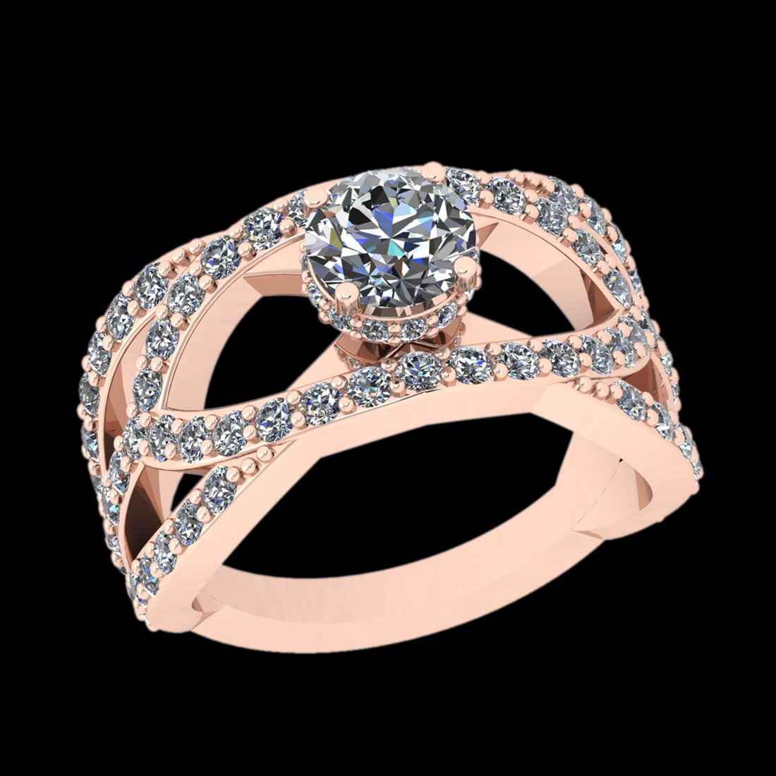 2.33 Ctw I2/I3 Diamond Prong Set 10k Rose Gold Engagement Ring: Center Daimond Weight :-0.84 Ctw ( Round Cut ) Color : J-K Clarity : I2/I3 Side Diamond Weight Of Ctw 1.49 Ctw Color : J-K Clarity : I2/I3 Daimond Setting : Prong Metal Weight : Approx 7.89 gram 10k R