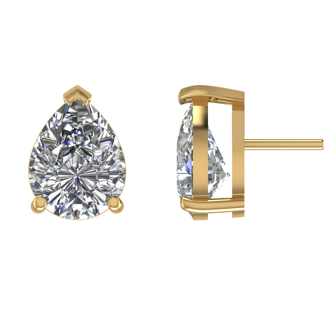 2.20 Ctw SI2/SI1 Diamond Prong Set 14k Yellow Gold Stud Earrings (ALL DIAMO: Center Diamond Weight :-2.20 Ctw ( 2 Pec Pear Cut ) Color :-G-H Clarity : SI2/SI1 Setting : Prong Metal Weight : Approx 1.92 Gram 14k Yellow Gold Stud Earrings (ALL DIAMOND ARE LAB GROWN )