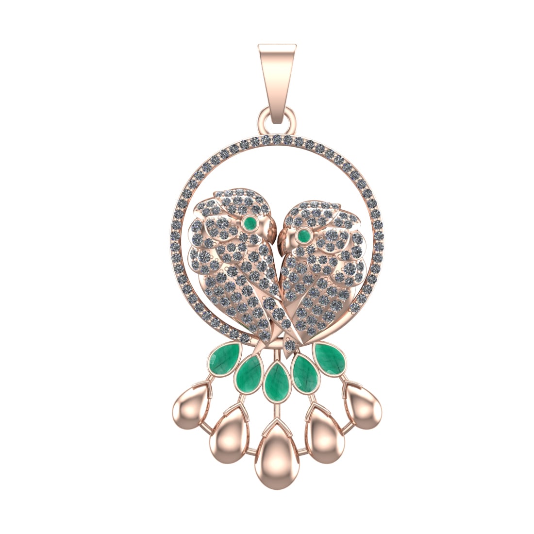3.73 Ctw VS/SI1 Emerald and Diamond 14k Rose Gold Pandant (ALL DIAMOND ARE: Center Stone Weight :-1.28 Ctw ( Pear & Round Cut) Center Stone Color :-Emerald Center Stone Setting : Prong Side Diamond Weight Of Ctw :- 2.45 Ctw Color : G-H Clarity : VS/SI1 Daimond Setting :