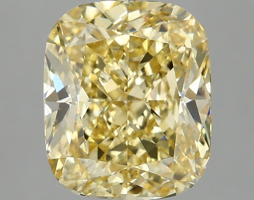 4.02 ctw. VS1 IGI Certified Cushion Cut Loose Diamond (LAB GROWN): IGI Certified Cu Cut Loose Diamond (LAB GROWN) - Weight :- 4.02 ctw; Color :- Fancy Vivid Yellow; Clarity :-VS1 #3SS24155v15