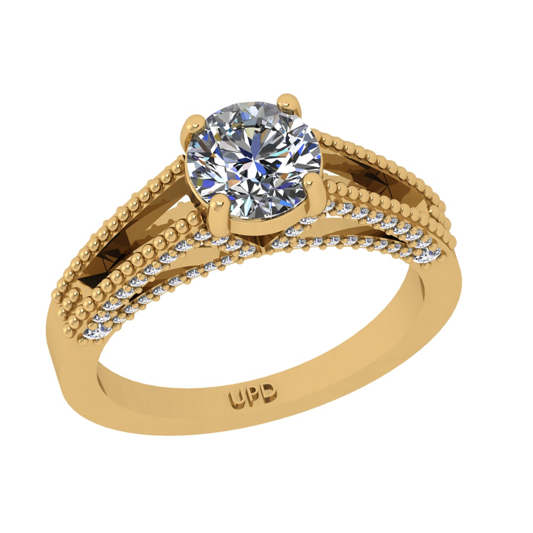 1.32 Ctw VS/SI1 Diamond 14k Yellow Gold Engagement Ring: Center Daimond Weight :-1.00 Ctw ( Round Cut) Color : G-H Clarity : VS/SI1 Side Diamond Weight Of Ctw 0.32 Ctw Color : G-H Clarity : VS/SI1 Daimond Setting : Prong Metal Weight : Approx 4.33 gram 14k