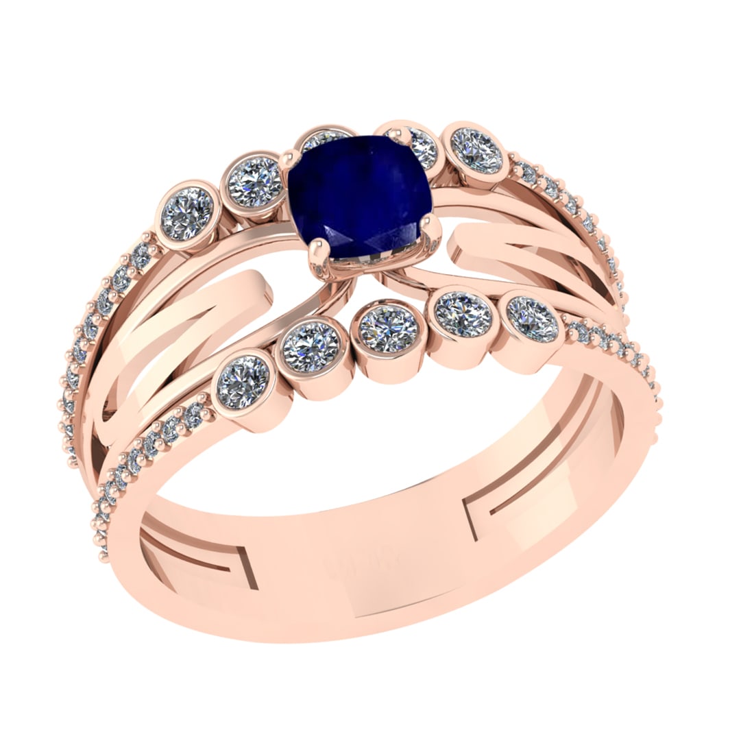 1.03 Ctw VS/SI1 Blue Sapphire and Diamond 14k Rose Gold Engagement Ring (AL (1 of 2)