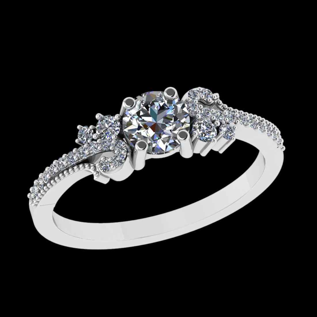 0.77 Ctw VS/SI1 Diamond 10k white Gold Engagement Ring (ALL DIAMOND ARE LAB: Center Daimond Weight :-0.50 Ctw ( Round Cut) Color : J-K Clarity : VS/SI1 Side Diamond Weight Of Ctw 0.27 Ctw Color : J-K Clarity : VS/SI1 Daimond Setting : Prong Metal Weight : Approx 4.32 gram 10k