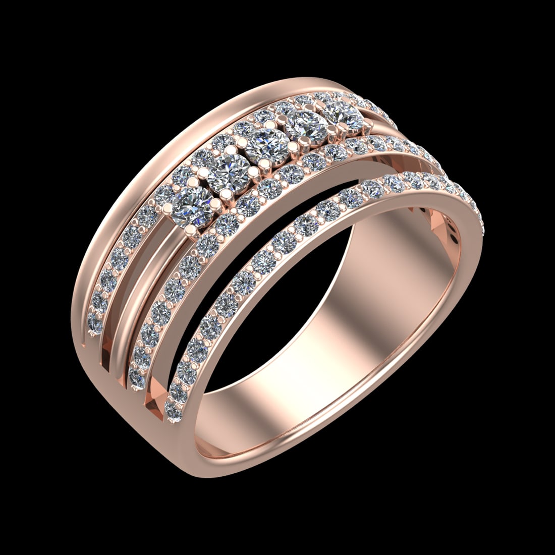 1.07 Ctw VS/SI1 Diamond Prong Set 10K Rose Gold Engagement Ring (ALL DIAMON: Center Daimond Weight :-0.34 Ctw ( Round Cut) Color : F-G Clarity : VS/SI1 Side Diamond Weight Of Ctw 0.73 Ctw Color : F-G Clarity : VS/SI1 Daimond Setting : Prong Metal Weight : Approx 6.68 gram 10K