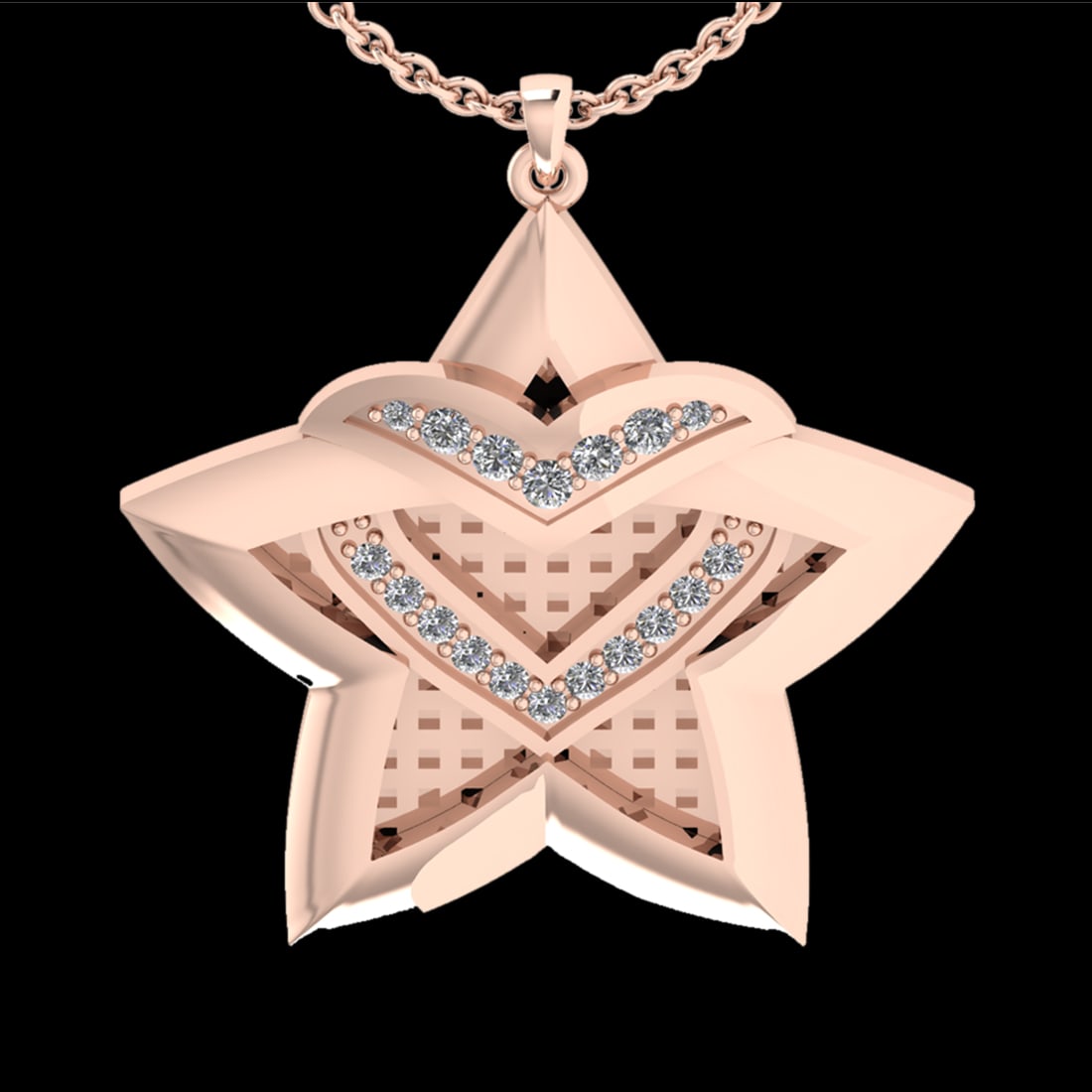0.17 Ctw VS/SI1 Diamond 14 K Rose Gold Necklace(ALL DIAMOND ARE LAB GROWN ): Total Diamond Weight : 0.17 Ctw (Round cut) Center Diamond Color :- G-H Center Clarity : VS/SI1 Stone Setting : Prong Metal Weight : Approx 5.90 Gram 14 K Rose Gold Necklace(ALL DIAMOND ARE LAB GROWN
