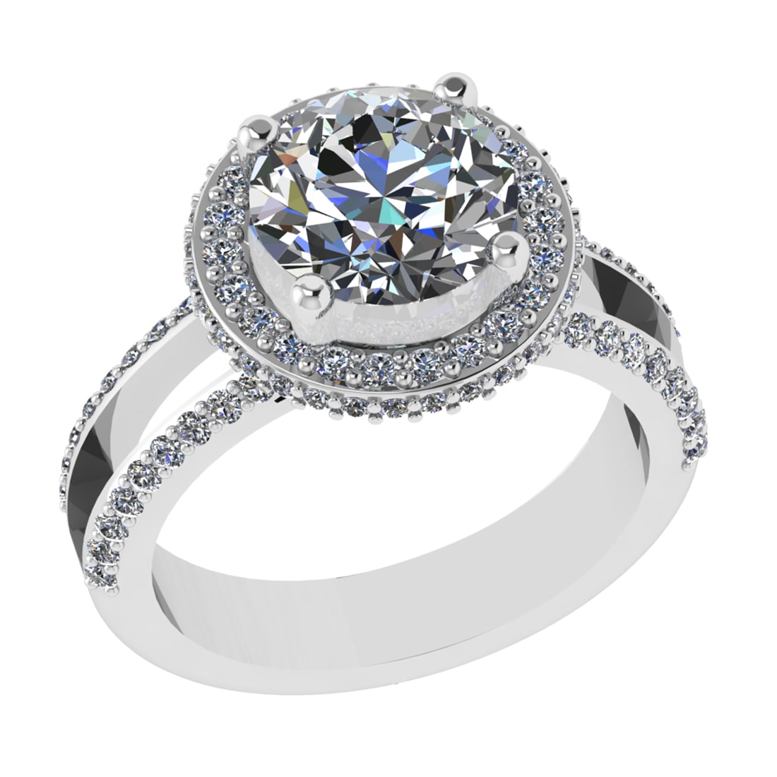 2.83 Ctw SI1/SI2 Diamond Prong Set 14k white Gold Engagement Ring (ALL DIAM: Center Daimond Weight :-2.00 Ctw ( Round Cut) Color : G-H Clarity : SI1/SI2 Side Diamond Weight Of Ctw 0.83 Ctw Color : G-H Clarity : SI1/SI2 Daimond Setting : Prong Metal Weight : Approx 6.06 gram