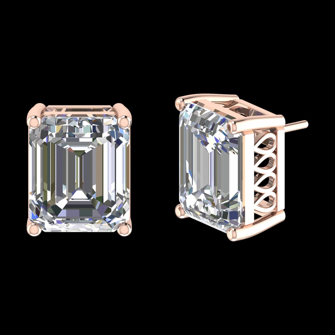 3.20 Ctw VS/SI1 Diamond 14k Rose Gold Stud Earrings (ALL DIAMOND ARE LAB GR: Center Diamond Weight :-3.20 Ctw ( 2 Pec Emerald Cut ) Color :-G-H (ALL DIAMOND ARE LAB GROWN ) Clarity : VS/SI1 Setting : Prong Metal Weight : Approx 3.50 Gram 14k Rose Gold Stud Earrings (ALL DIAMON