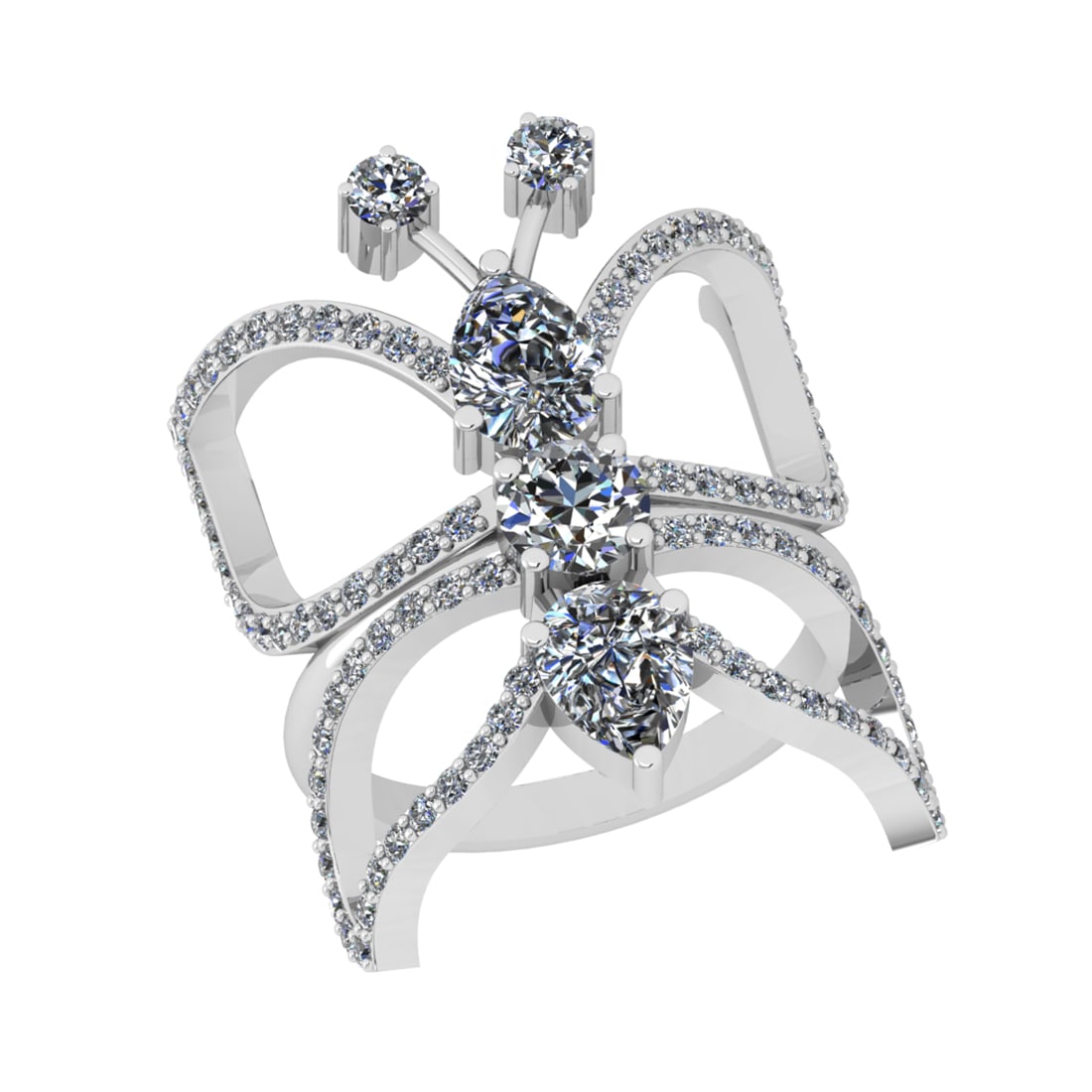 2.89 Ctw SI1/SI2 Diamond Prong Set 14k white Gold Engagement Ring: Center Daimond Weight :-2.00 Ctw ( Pear & Round Cut ) Color : G-H Clarity : SI1/SI2 Side Diamond Weight Of Ctw 0.89 Ctw Color : G-H Clarity : SI1/SI2 Daimond Setting : Prong Metal Weight : Approx 7.21