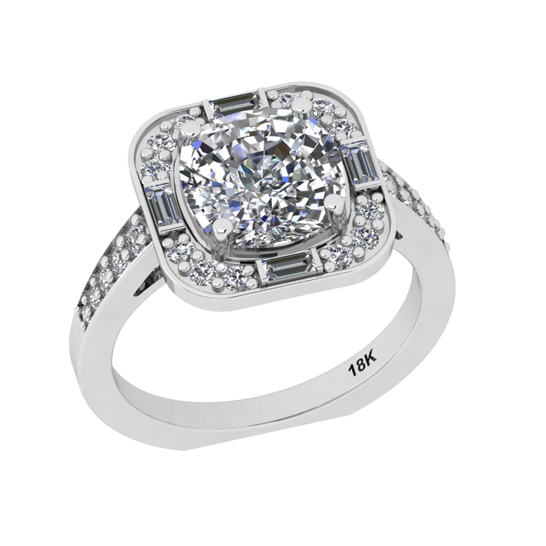 3.05 Ctw VS/SI1 Diamond 14K White Gold Engagement Ring (ALL DIAMOND ARE LAB: Center Diamond Weight :-2.20 Ctw ( Cushion Cut) Color :- J-K Clarity : VS/SI1 Center Stone Setting : Prong Side Diamond Weight Of Ctw 0.85 Ctw Color : J-K Clarity : VS/SI1 Stone Setting : Prong Metal