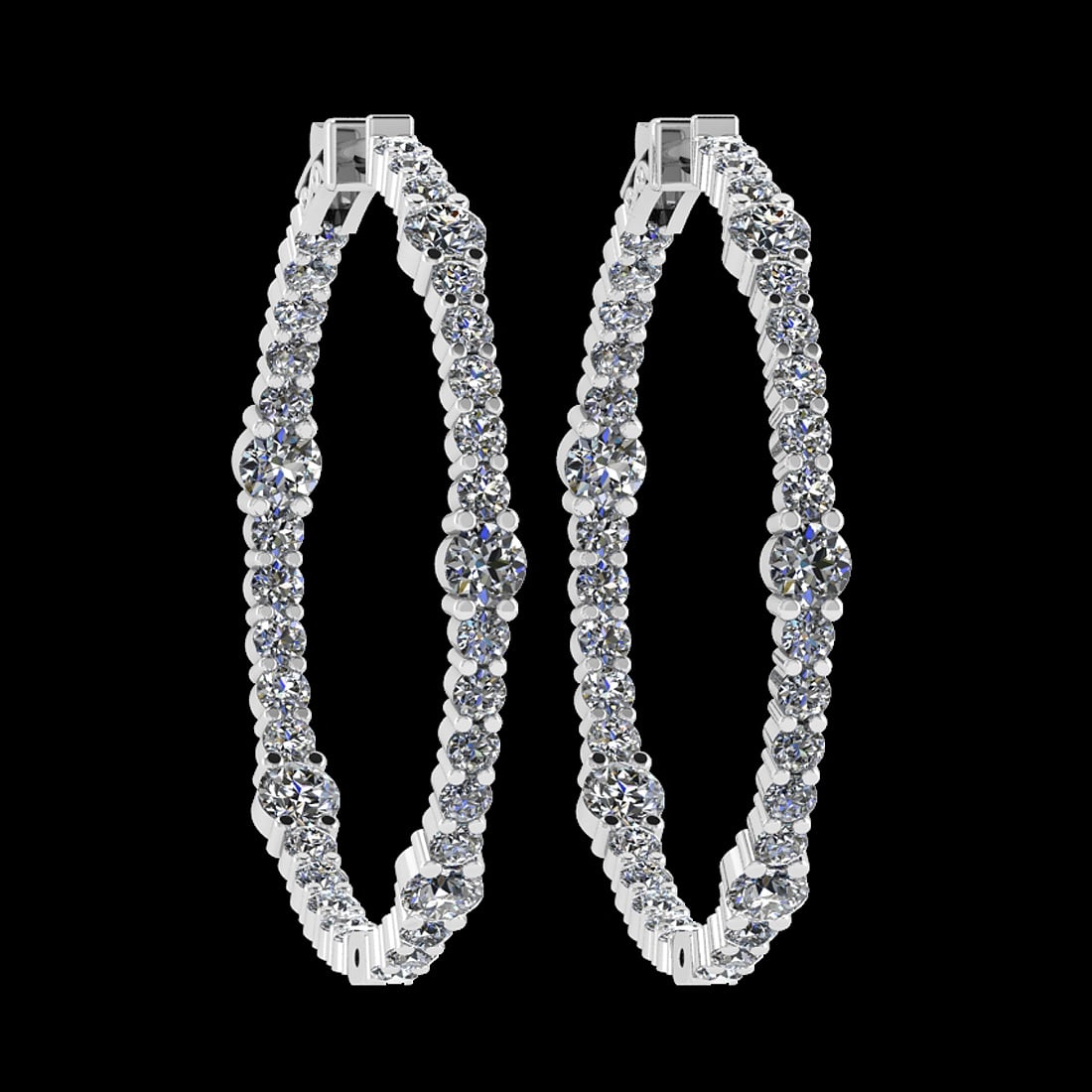 2.08 Ctw VS/SI1 Diamond 14K White Gold Hoop Earrings (ALL DIAMOND ARE LAB G: Center Diamond Weight : 2.08 Ctw (Round Cut) Center Diamond Color :- J-K Center Clarity : VS/SI1 Stone Setting : Prong 14K White Gold Hoop Earrings (ALL DIAMOND ARE LAB GROWN ) Size:-1.26Inch #3SS7334