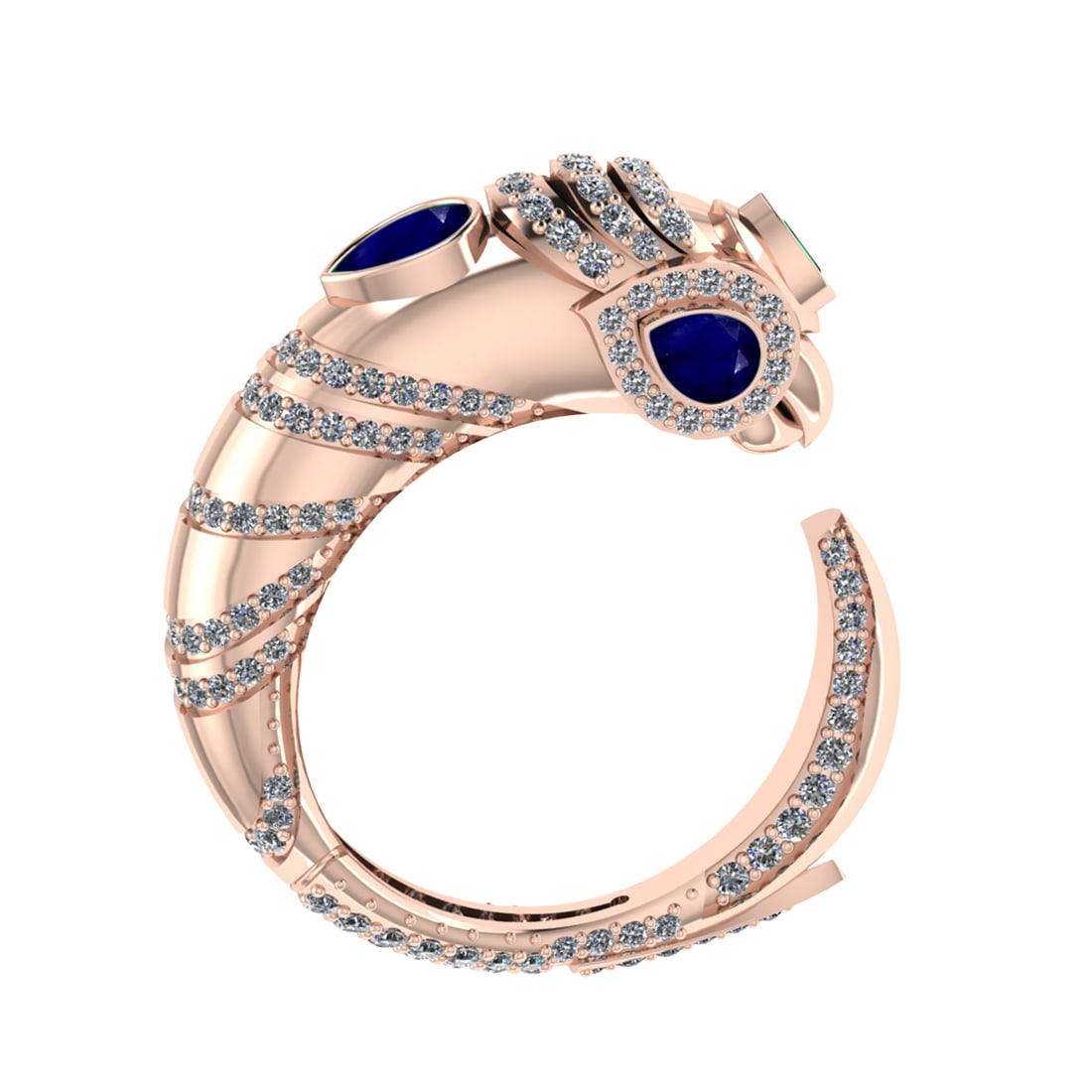 1.82 Ctw VS/SI1 Blue Sapphire and Diamond 14K Rose Gold Engagement Ring ALL: Center Stone Weight 0.83Ctw (Pear cut) Color :- Blue Sapphire Center Stone Setting : Prong Side Diamond Weight Of Ctw0.83 Ctw Color : J-K Clarity : VS/SI1 Stone Setting : Prong Metal Weight : Approx10