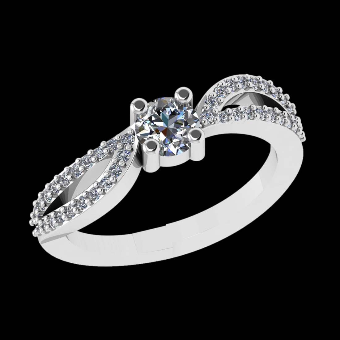 0.73 Ctw VS/SI1 Diamond Prong Set 18k white Gold Engagement Ring (ALL DIAMO: Center Daimond Weight :-0.46 Ctw (Round Cut) Color : G-H Clarity : VS/SI1 Side Diamond Weight Of Ctw 0.27 Ctw Color : G-H Clarity : VS/SI1 Daimond Setting : Prong Metal Weight : Approx 4.99 gram 18k W