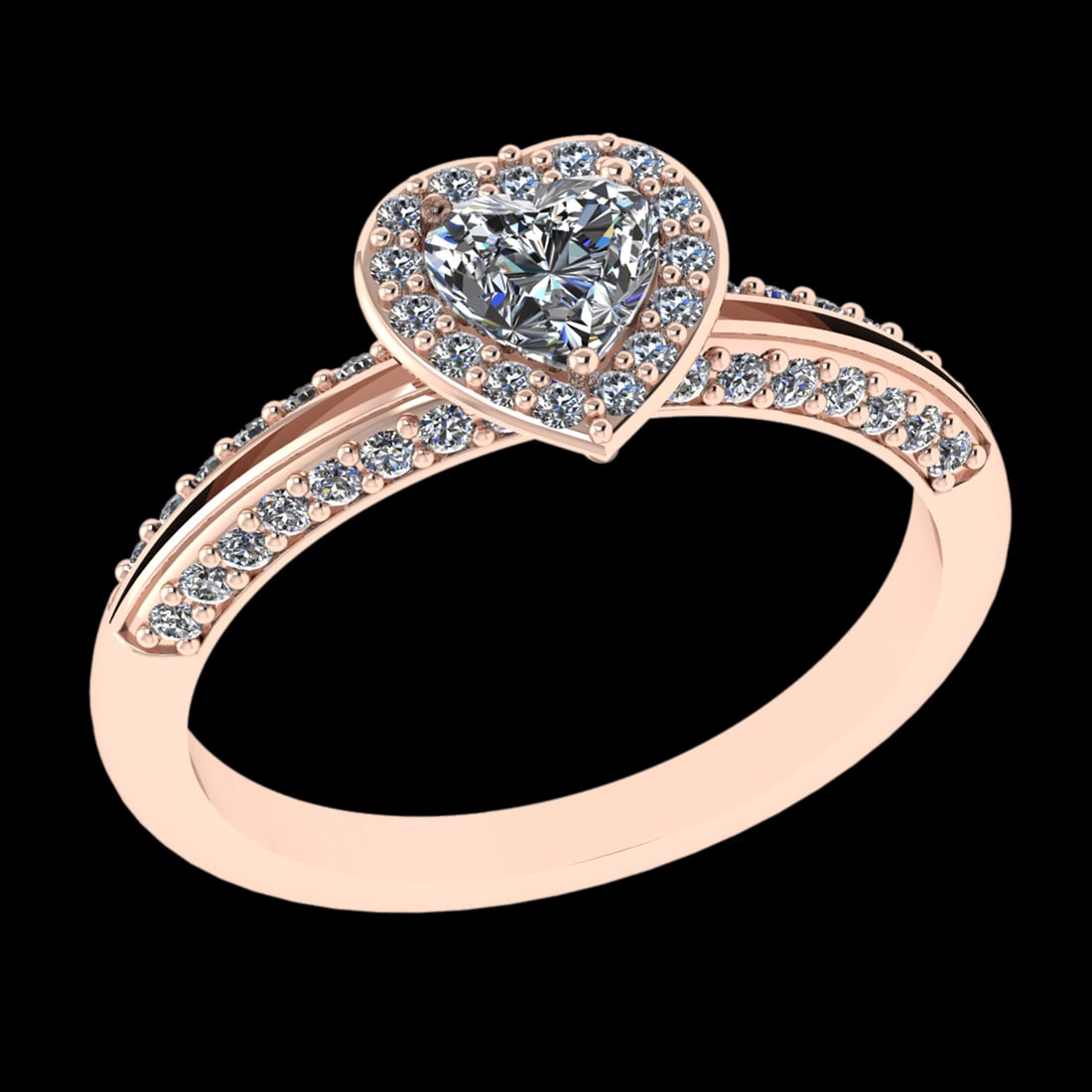0.88 Ctw VS/SI1 Diamond 10k Rose Gold Engagement Ring (ALL DIAMOND ARE LAB: Center Daimond Weight :-0.50 Ctw ( Heart Cut) Color : J-K Clarity : VS/SI1 Side Diamond Weight Of Ctw 0.38 Ctw Color : J-K Clarity : VS/SI1 Daimond Setting : Prong Metal Weight : Approx 4.33 gram 10k