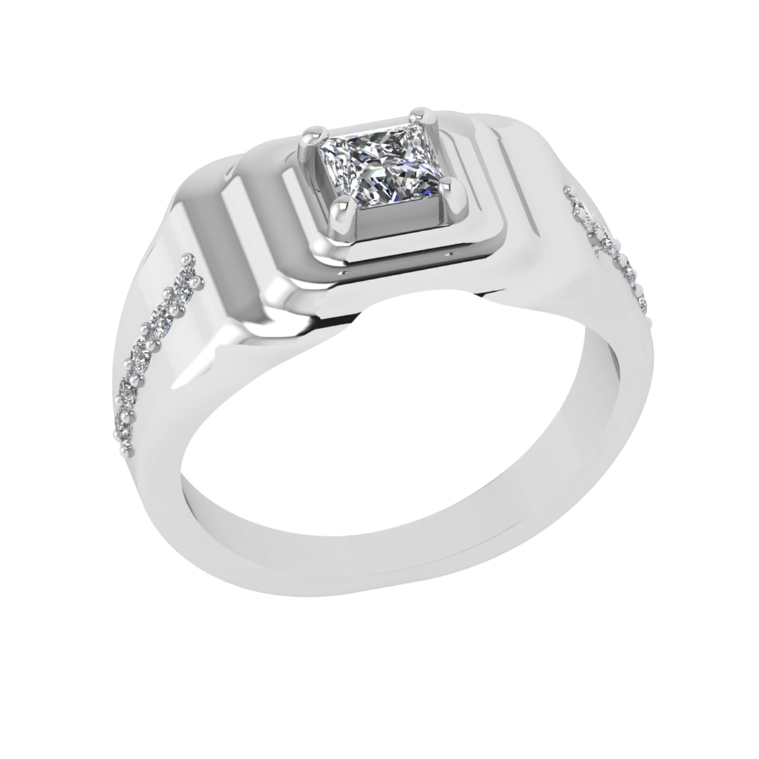 0.54 Ctw VS/SI1 Diamond 10K White Gold Engagement Ring (ALL DIAMOND ARE LAB: Center Diamond Weight : 0.40 Ctw (Princess Cut) Color : J-K Clarity : VS/SI1 Setting : Prong Side Weight Of Ctw 0.14 Ctw Color : J-K Clarity : VS/SI1 Stone Setting : Prong Metal Weight : Approx 5.60 g