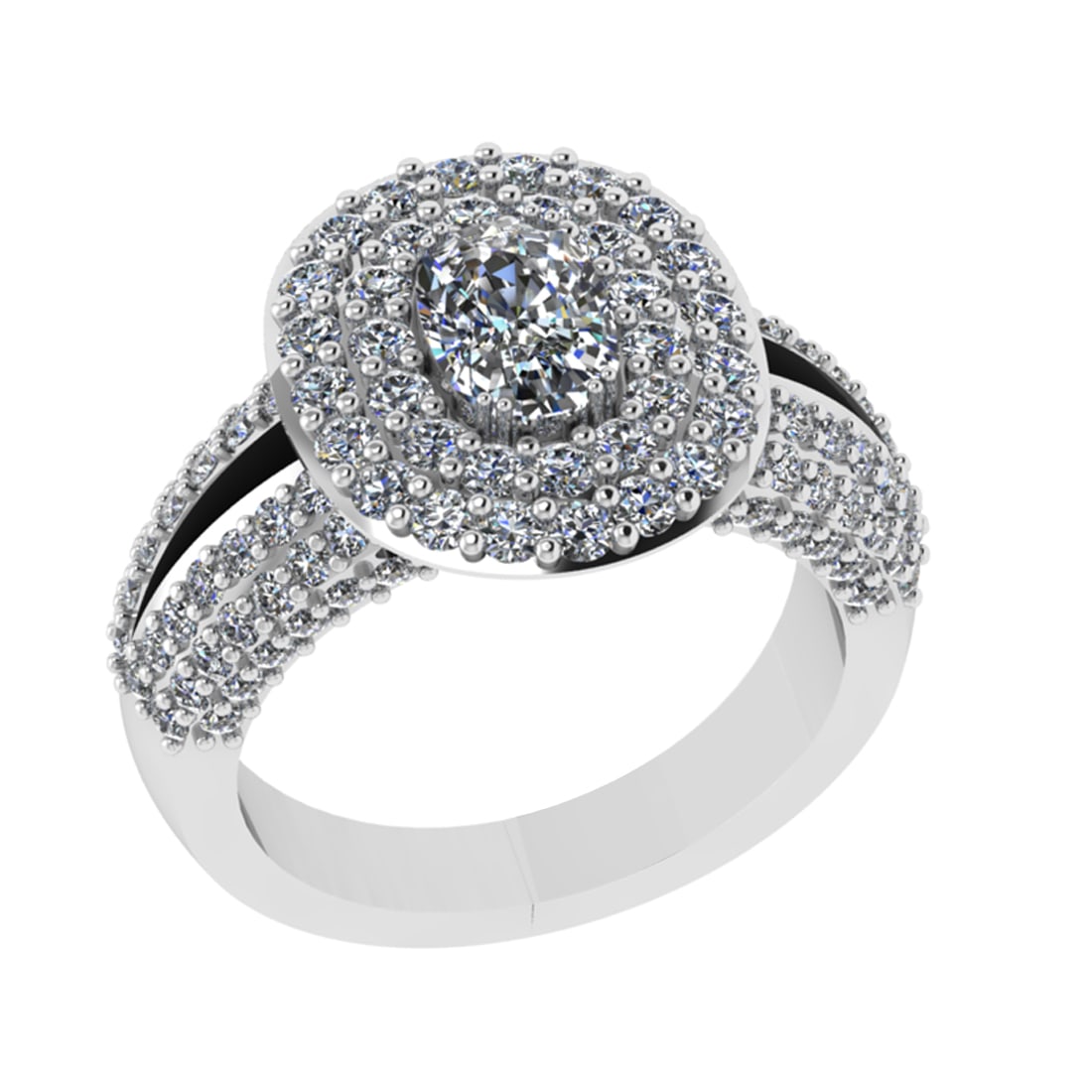 2.59 Ctw VS/SI1 Diamond 14k white Gold Engagement Ring (ALL DIAMOND ARE LAB (1 of 2)