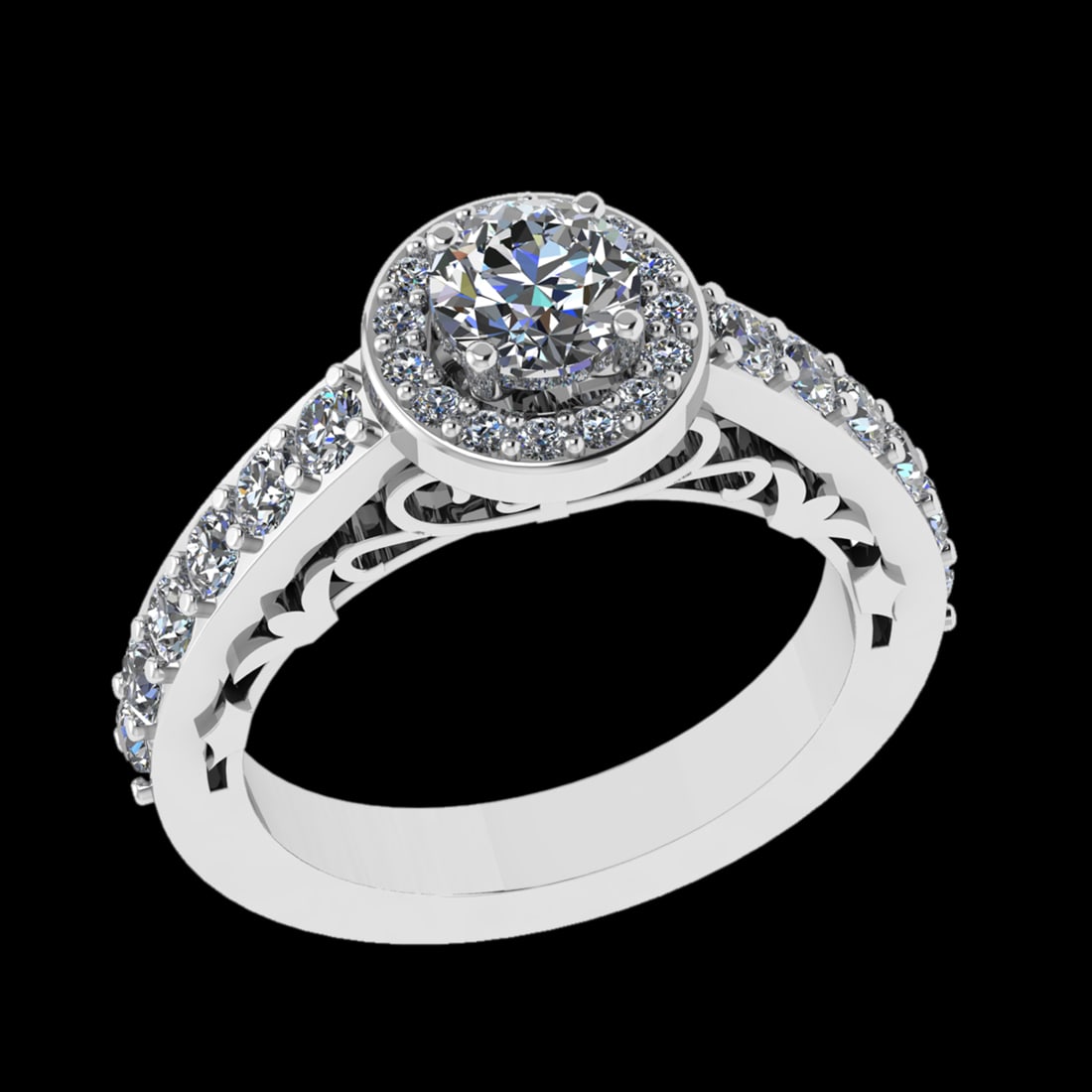 1.66 Ctw VS/SI1 Diamond Prong Set 18k white Gold Engagement Ring (ALL DIAMO: Center Daimond Weight :-0.66 Ctw ( Round Cut) Color : G-H Clarity : VS/SI1 Side Diamond Weight Of Ctw 1.00 Ctw Color : G-H Clarity : VS/SI1 Daimond Setting : Prong Metal Weight : Approx 5.68 gram 18k