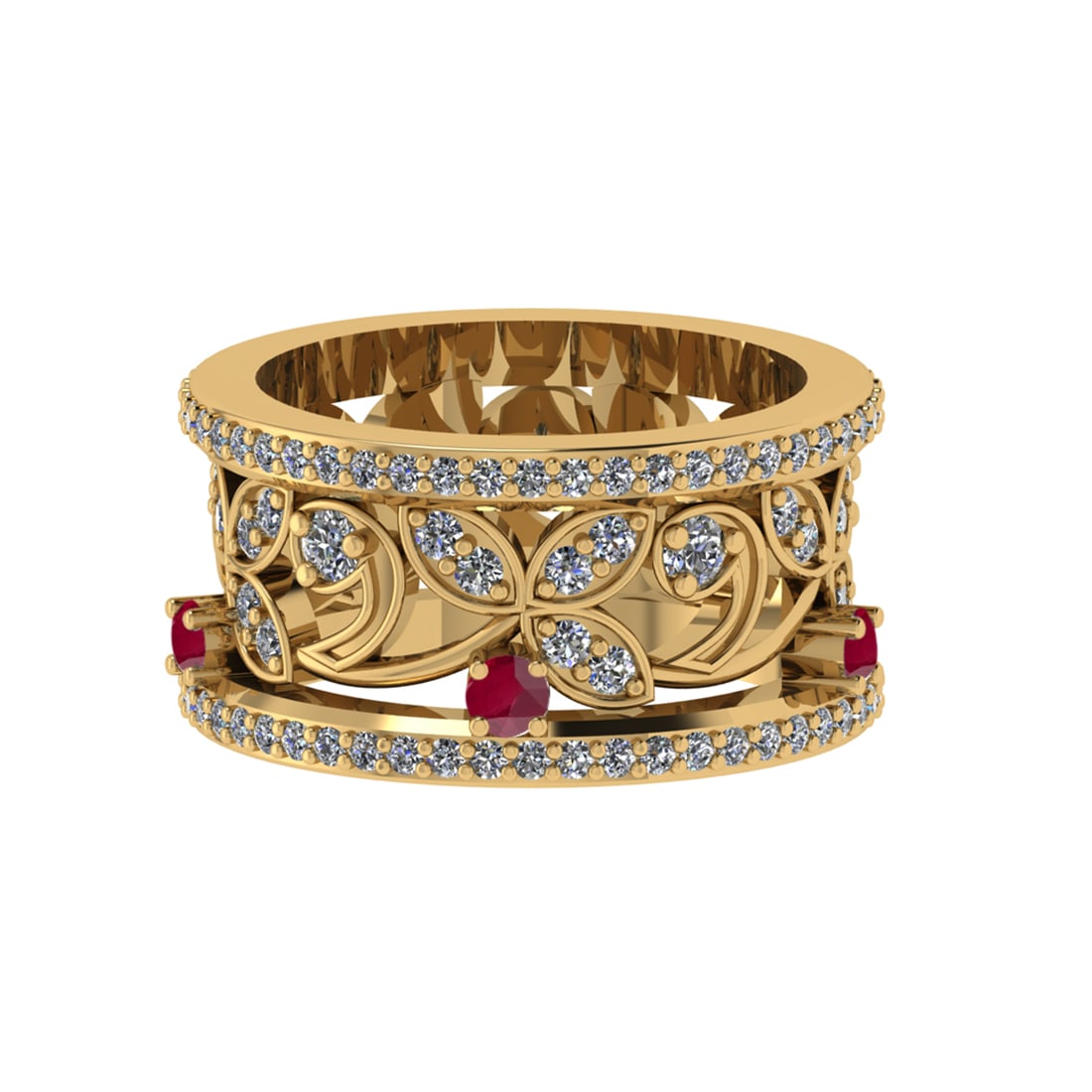 1.79 Ctw VS/SI1 Ruby and Diamond 14k Yellow Gold Engagement Ring (ALL DIAMO (1 of 1)