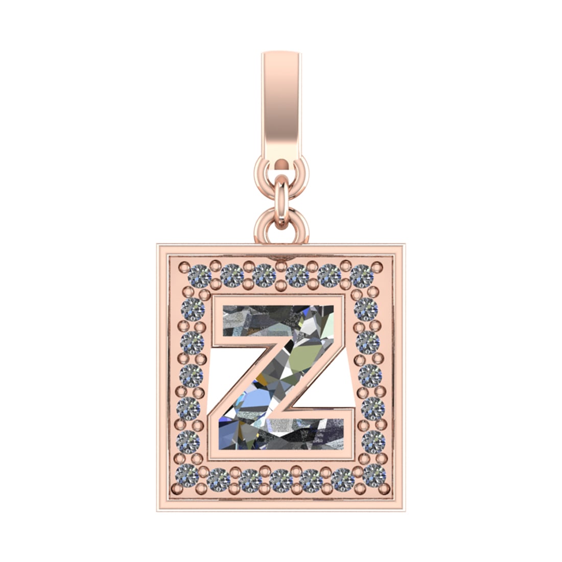 1.12 Ctw SI2/SI1 Diamond Prong Set 14k Rose Gold Alphabet-Z Pendant (ALL DI: Center Daimond Weight :-0.94 Ctw Color : White Side Diamond Weight Of Ctw 0.18 Ctw Color : G-H Clarity : SI2/SI1 Daimond Setting : Prong Metal Weight : Approx 4.91 gram 14k Rose Gold Alphabet-Z