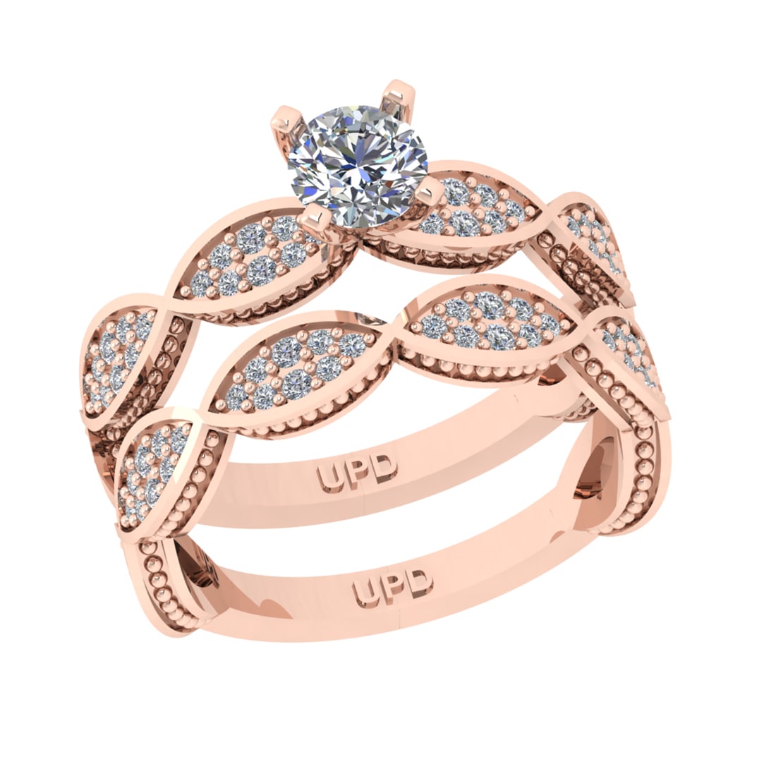 1.05 Ctw VS/SI1 Diamond Prong Set 14k Rose Gold Engagement Ring (ALL DIAMON: Center Daimond Weight :-0.50 Ctw ( Round Cut) Color : G-H Clarity : VS/SI1 Side Diamond Weight Of Ctw 0.55 Ctw Color : G-H Clarity : VS/SI1 Daimond Setting : Prong Metal Weight : Approx 6.00 gram 14k