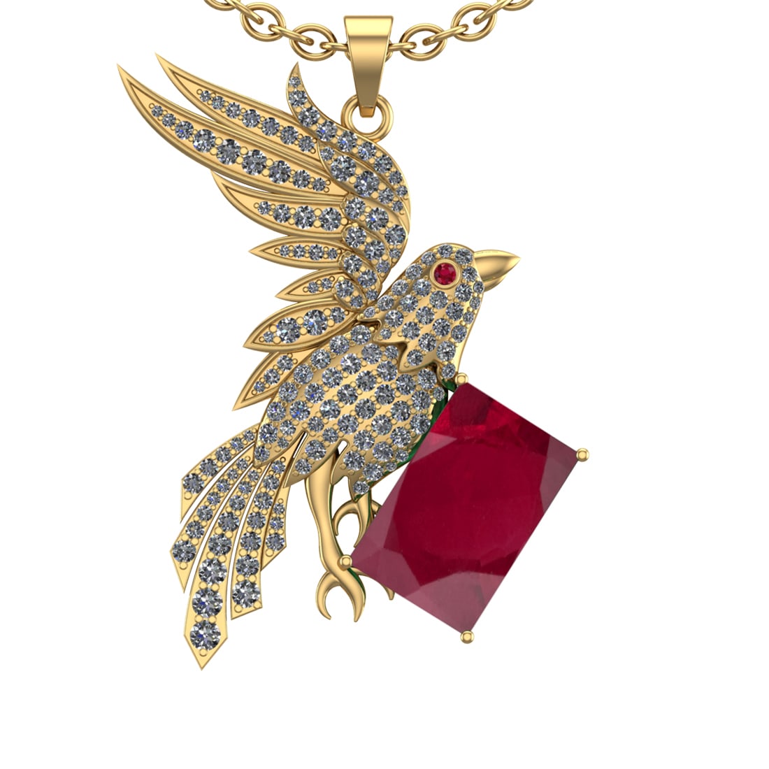 9.27 Ctw VS/SI1 Ruby and Diamond 14K Yellow Gold Pendant (ALL DIAMOND ARE L (1 of 1)