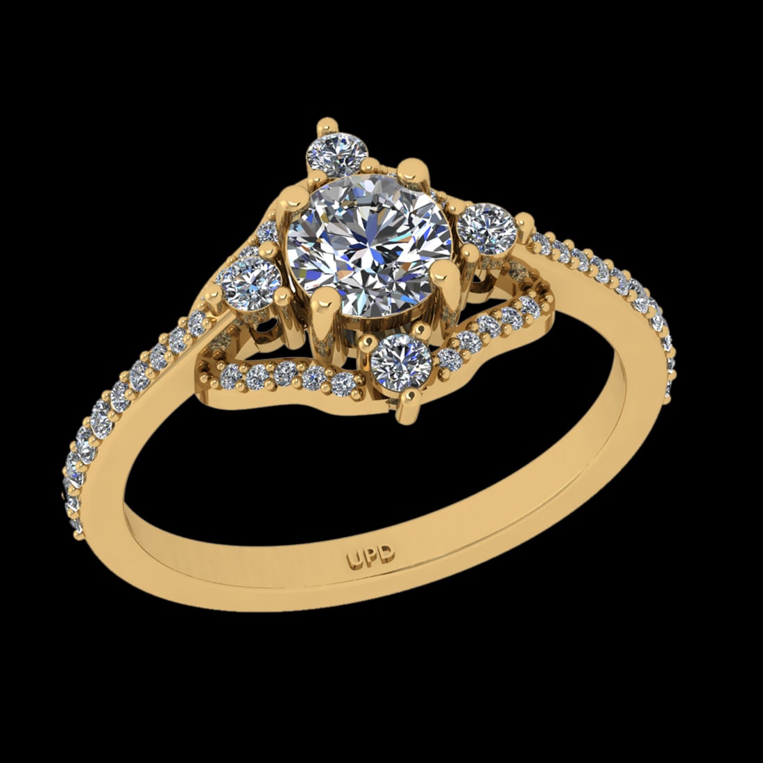 1.32 Ctw VS/SI1 Diamond 10k Yellow Gold Engagement Ring (ALL DIAMOND ARE LA: Center Diamond Weight :-0.84 Ctw ( Round cut) Color :- J-K Clarity : VS/SI1 Center Stone Setting : Prong Side Diamond Weight Of Ctw 0.48 Ctw Color : J-K Clarity : VS/SI1 Stone Setting : Prong Metal We
