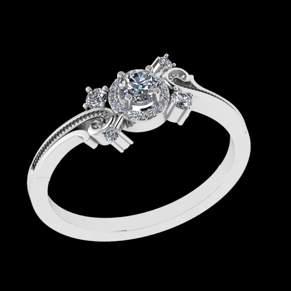 0.32 Ctw VS/SI1 Diamond Prong Set 10K White Gold Engagement Ring (ALL DIAMO: Center Diamond Weight :-0.17 Ctw ( Round cut) Color :- J-K Clarity : I2/I3 Center Stone Setting : Prong Side Diamond Weight Of Ctw 0.15 Ctw Color : J-K Clarity : VS/SI1 Stone Setting : Prong Metal Wei