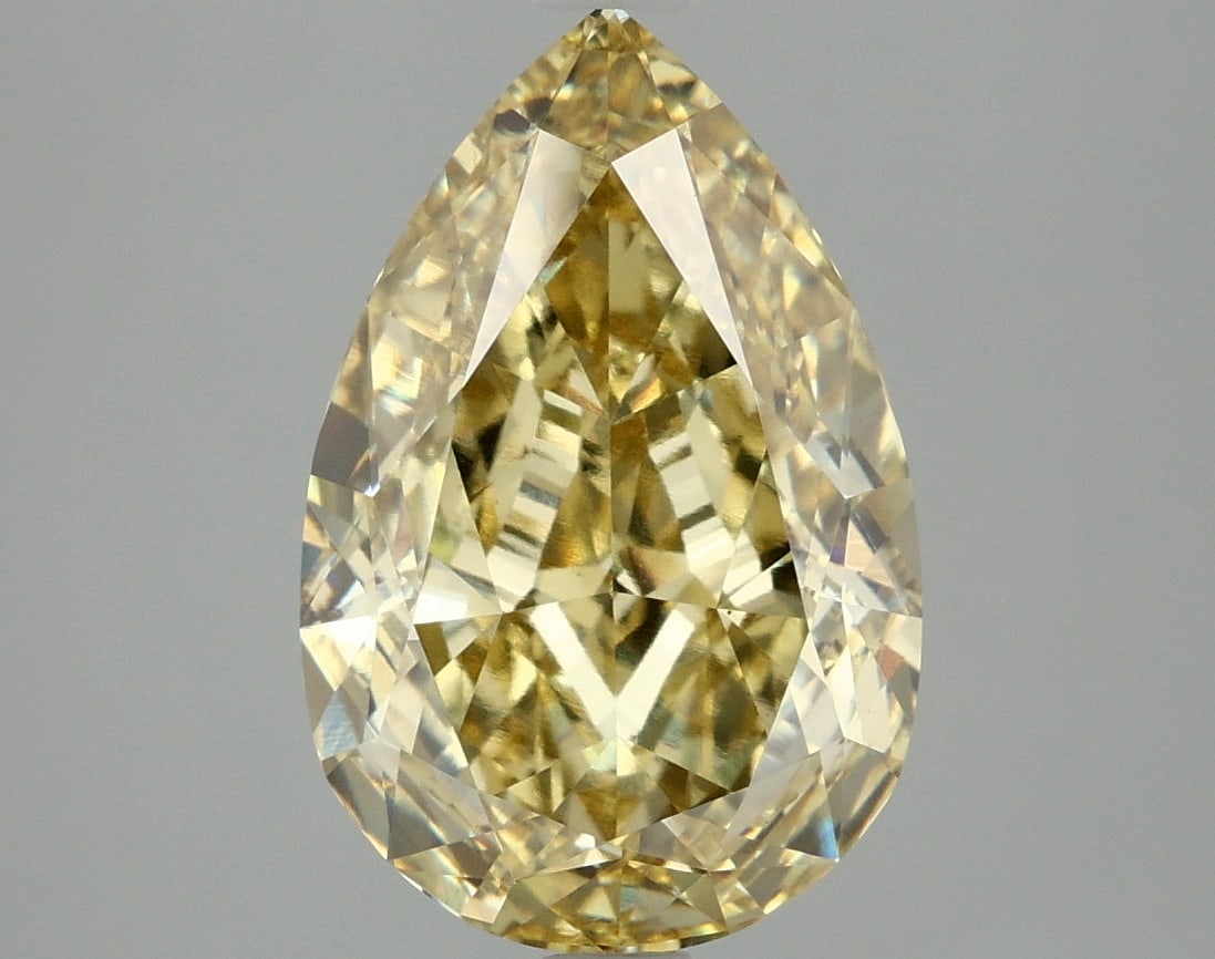 4.11 ctw. VS1 IGI Certified Pear Cut Loose Diamond (LAB GROWN): IGI Certified Pe Cut Loose Diamond (LAB GROWN) - Weight :- 4.11 ctw; Color :- Fancy Intense Yellow; Clarity :-VS1 #3SS24211v15