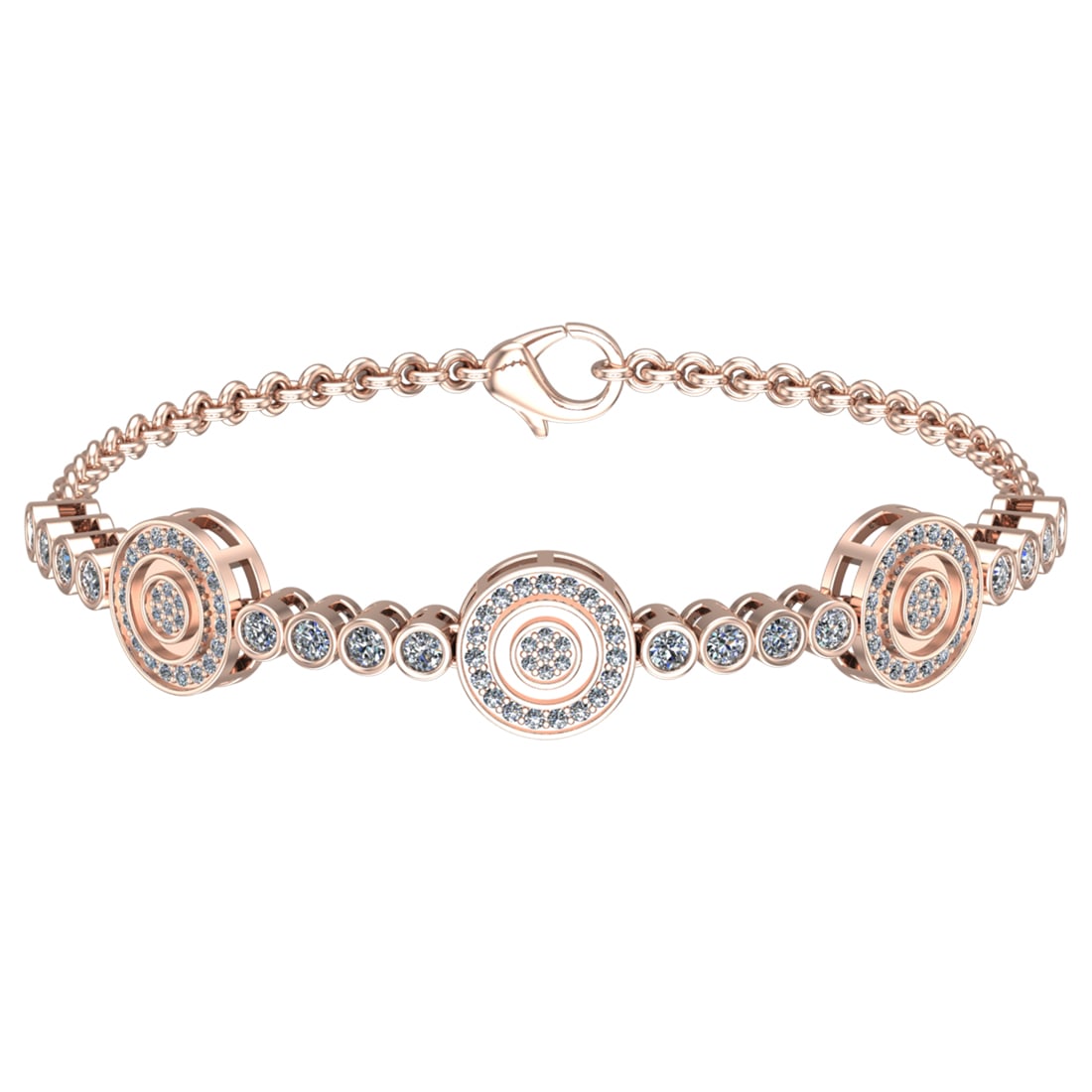 4.16 Ctw SI1/SI2 Diamond 14k Rose Gold Bracelet (ALL DIAMOND ARE LAB GROWN) (1 of 2)