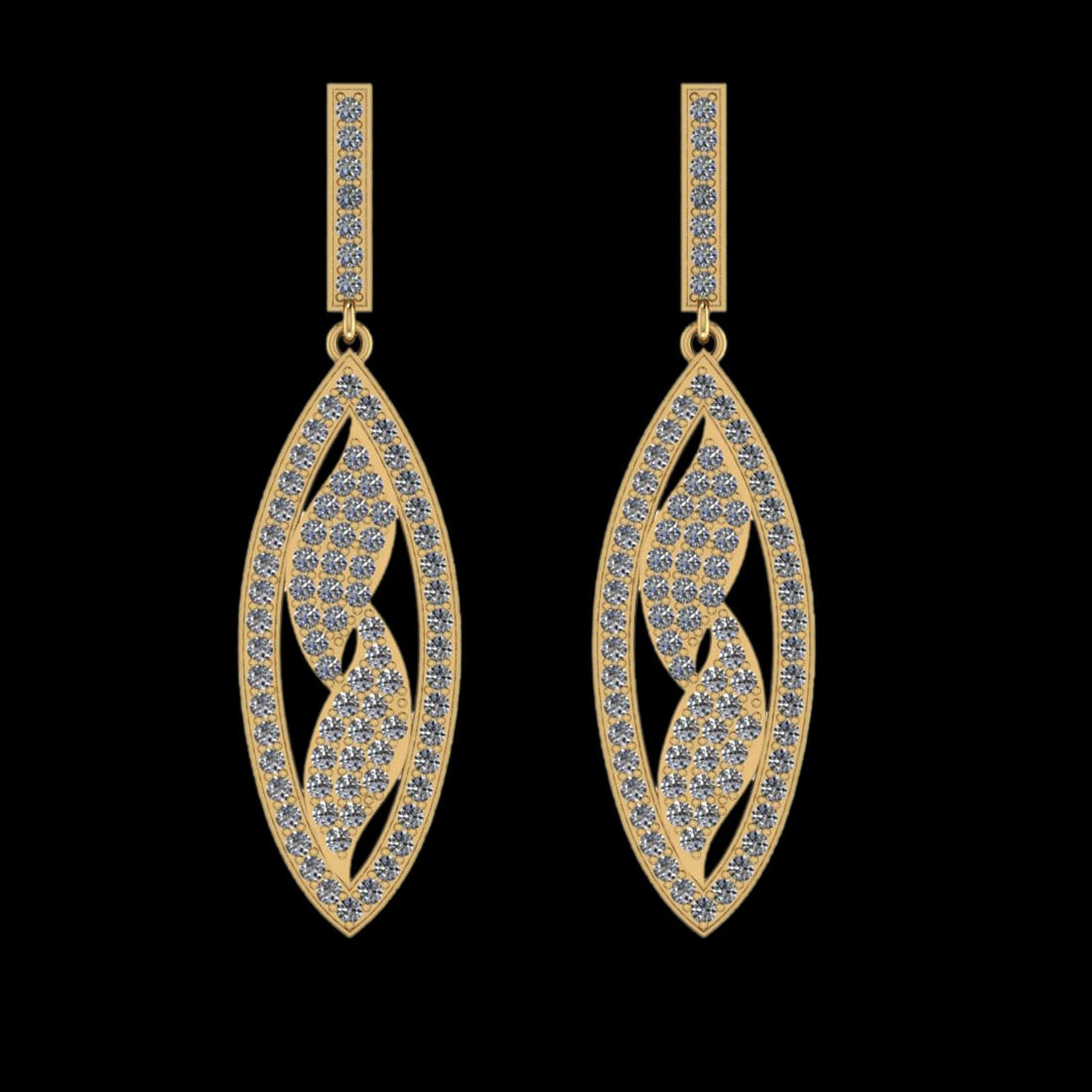 3.52 Ctw VS/SI1 Diamond 10K Yellow Gold Dangling Earrings: Diamond Weight : 3.52 Ctw ( Round Cut ) Diamond Stone Color : J-K Stone Clarity : VS/SI1 Stone Setting : Prong Metal Weight : Approx 9.80 Gram 10K Yellow Gold Dangling Earrings (ALL DIAMOND ARE LAB