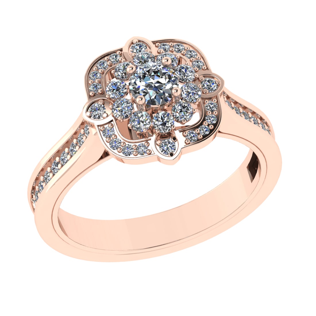 0.82 Ctw VS/SI1 Diamond 14k Rose Gold Engagement Ring: Center Daimond Weight :-0.25 Ctw ( Round Cut) Color : G-H Clarity : VS/SI1 Side Diamond Weight Of Ctw 0.57 Ctw Color : G-H Clarity : VS/SI1 Daimond Setting : Prong Metal Weight : Approx 4.33 gram 14k