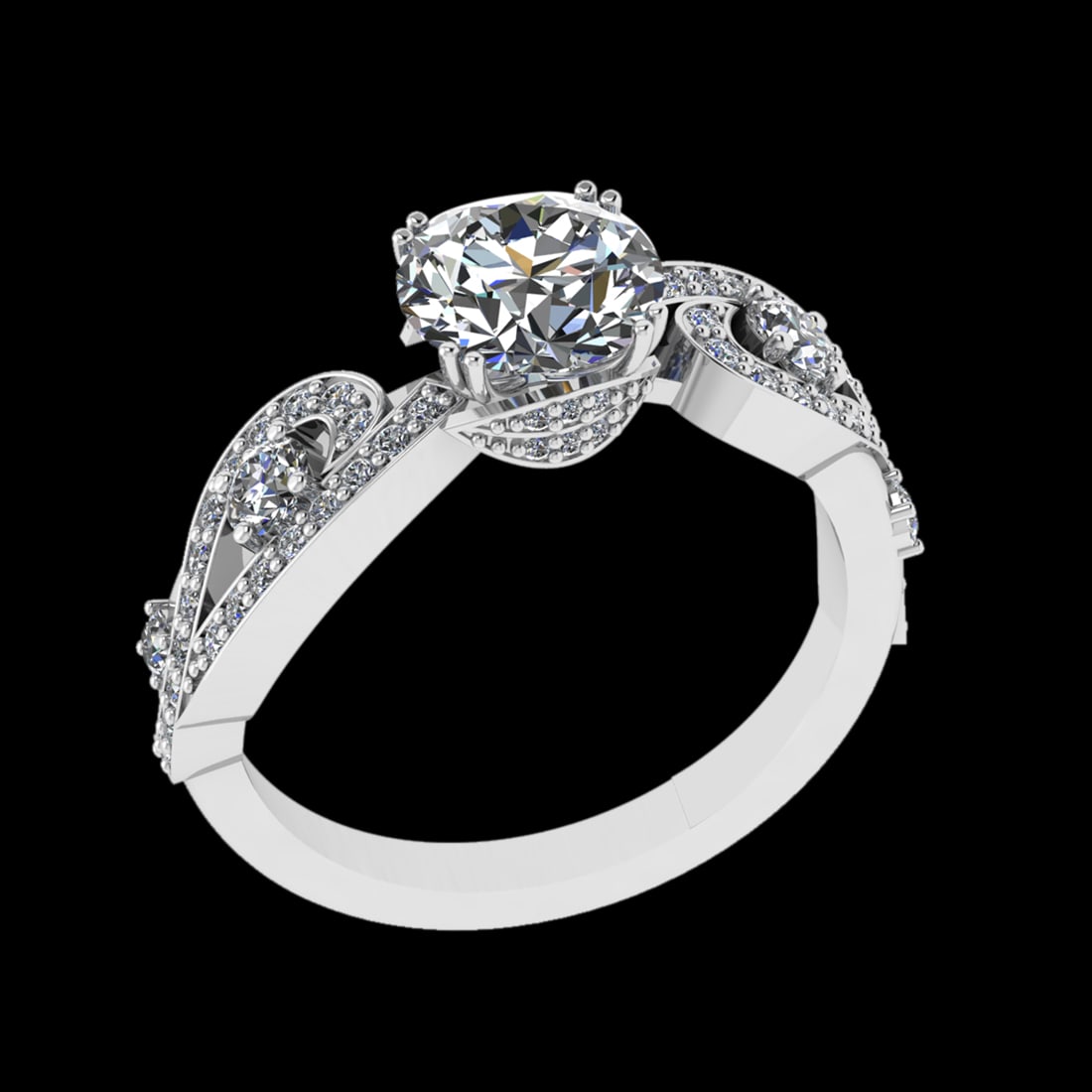 1.89 Ctw SI1/SI2 Diamond 10k white Gold Engagement Ring (ALL DIAMOND ARE LA (1 of 2)
