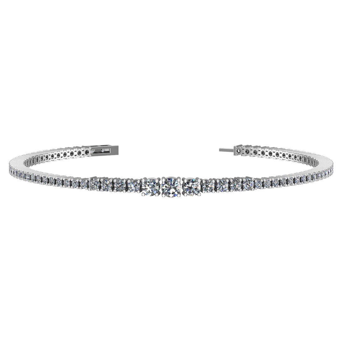 2.43 Ctw VS/SI1 Diamond Prong Set 14k white Gold Bracelet: Total Daimond Weight :-2.43 Ctw Color : G-H Clarity : VS/SI1 Setting : Prong Metal Weight : Approx 6.30 gram 14k White Gold Bracelet (ALL DIAMOND ARE LAB GROWN ) T4-3GB #3SS96457v15