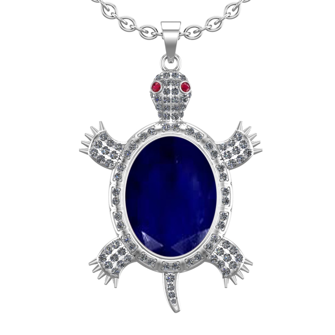 9.20 Ctw VS/SI1 Blue Sapphire and Diamond 14K White Gold Pendant (ALL DIAMO: Center stone Weight :-8.00 Ctw ( Oval Cut) Center Stone Color :- Blue Sapphire Center Stone Setting : Prong Side Diamond Weight Of Ctw 1.20 Ctw Color : G-H Clarity : VS/SI1 Stone Setting : Prong Metal