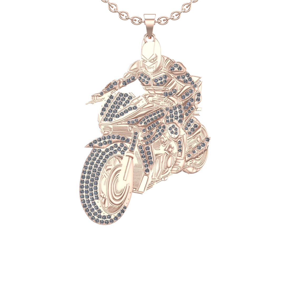 2.87 Ctw VS/SI1 Diamond 14K Rose Gold Hip Hop Style Necklace (ALL DIAMOND A: Total Diamond Weight : 2.87 Ctw (Round cut) Center Diamond Color :- J-K Center Clarity : VS/SI1 Stone Setting : Prong Metal Weight : Approx 35.60 Gram 14K Rose Gold Hip Hop Style Necklace (ALL DIAMOND