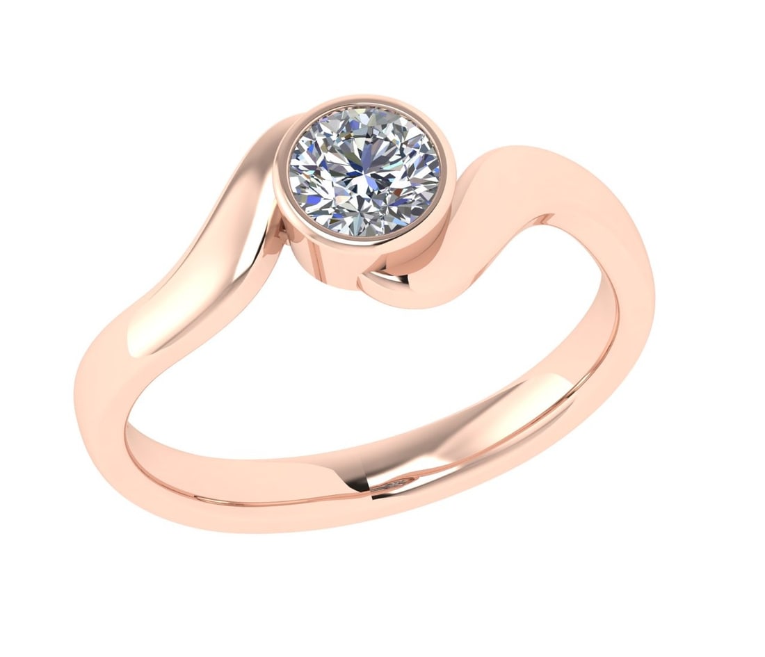 0.50 Ctw SI2/SI1 Diamond Bezel Set 14k Rose Gold Solitaire Ring (1 of 1)