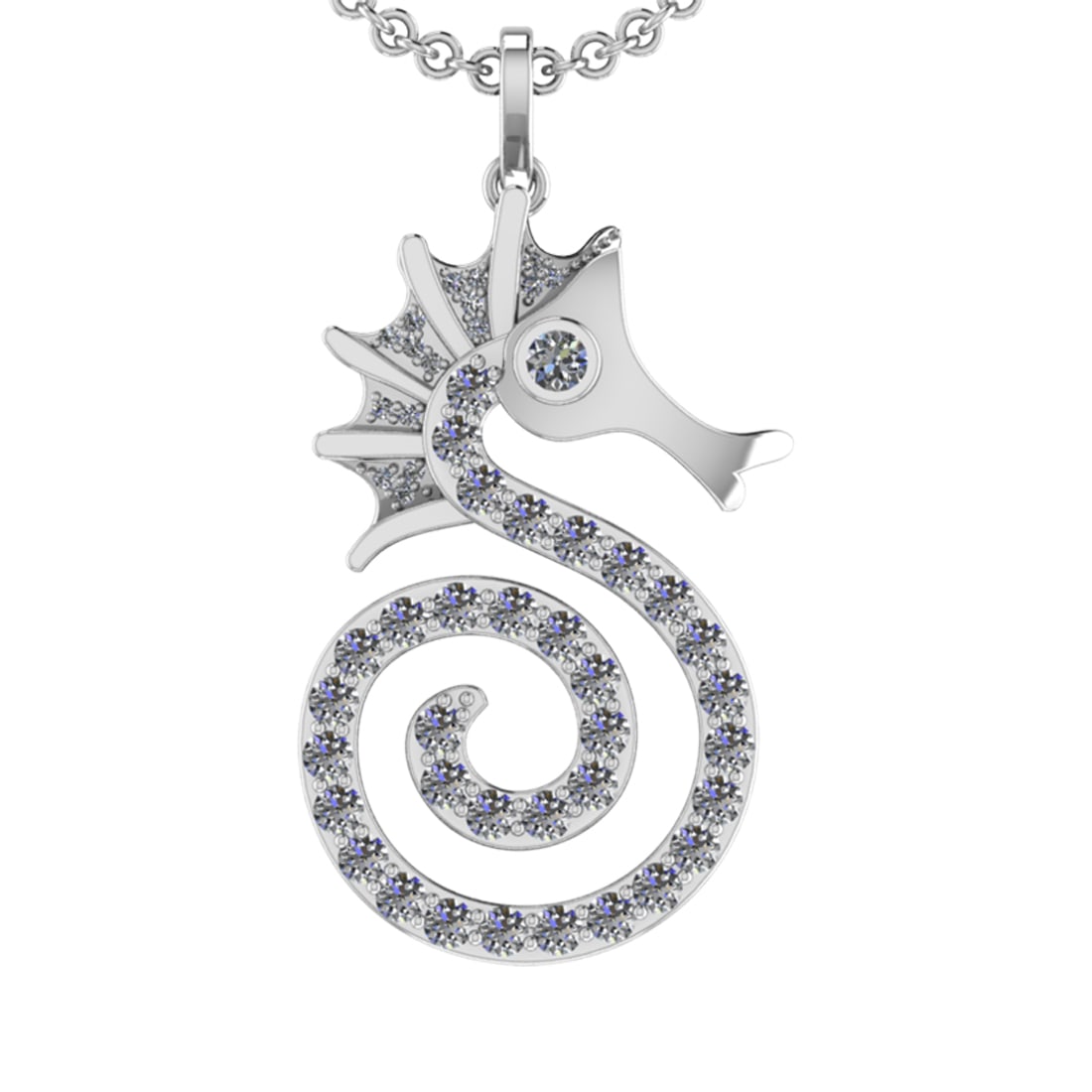 2.56 Ctw VS/SI1 Diamond Prong Set 14k white Gold Creature Pandant (ALL DIAM: Center Daimond Weight :-0.11 Ctw ( Round Cut) Color : G-H Clarity : VS/SI1 Side Diamond Weight Of Ctw 2.45 Ctw Color : G-H Clarity : VS/SI1 Daimond Setting : Prong Metal Weight : Approx 7.30 gram 14k