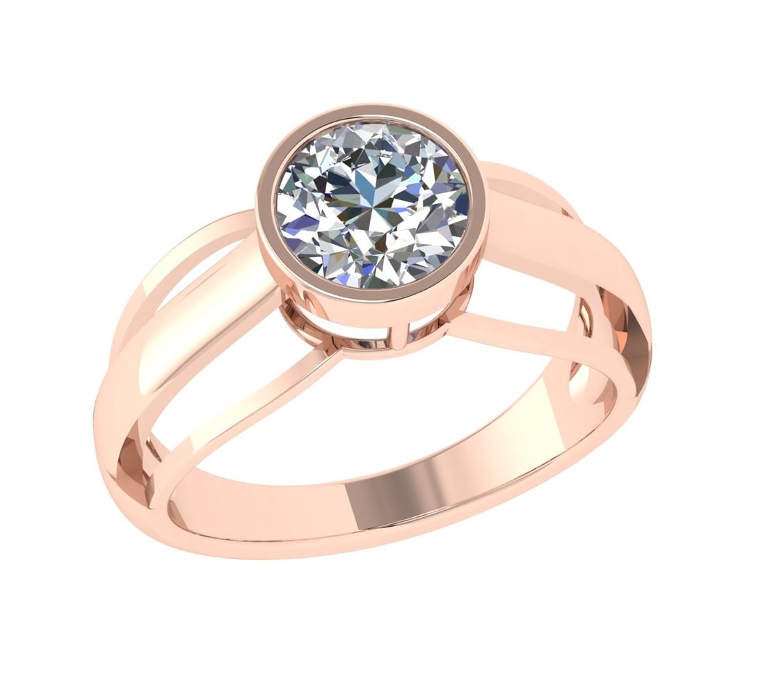 1.30 Ctw SI2/SI1 Diamond Bezel Set 14k Rose Gold Solitaire Ring (1 of 1)