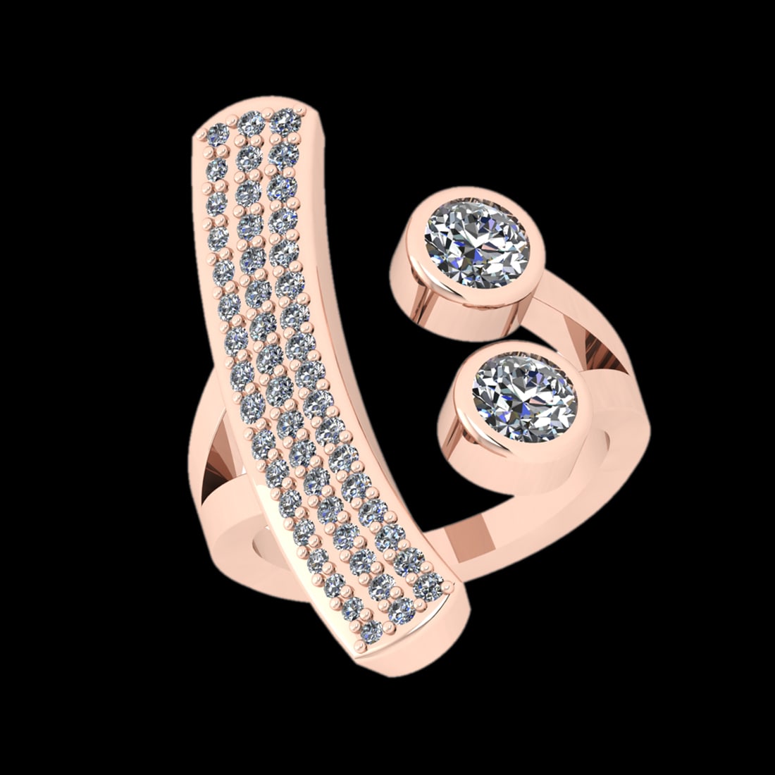 1.76 Ctw I2/I3 Diamond Prong Set 10k Rose Gold Engagement Ring: Center Daimond Weight :-1.00 Ctw ( Round Cut ) Color : J-K Clarity : I2/I3 Side Diamond Weight Of Ctw 0.76 Ctw Color : J-K Clarity : I2/I3 Daimond Setting : Prong Metal Weight : Approx 6.06 gram 10k