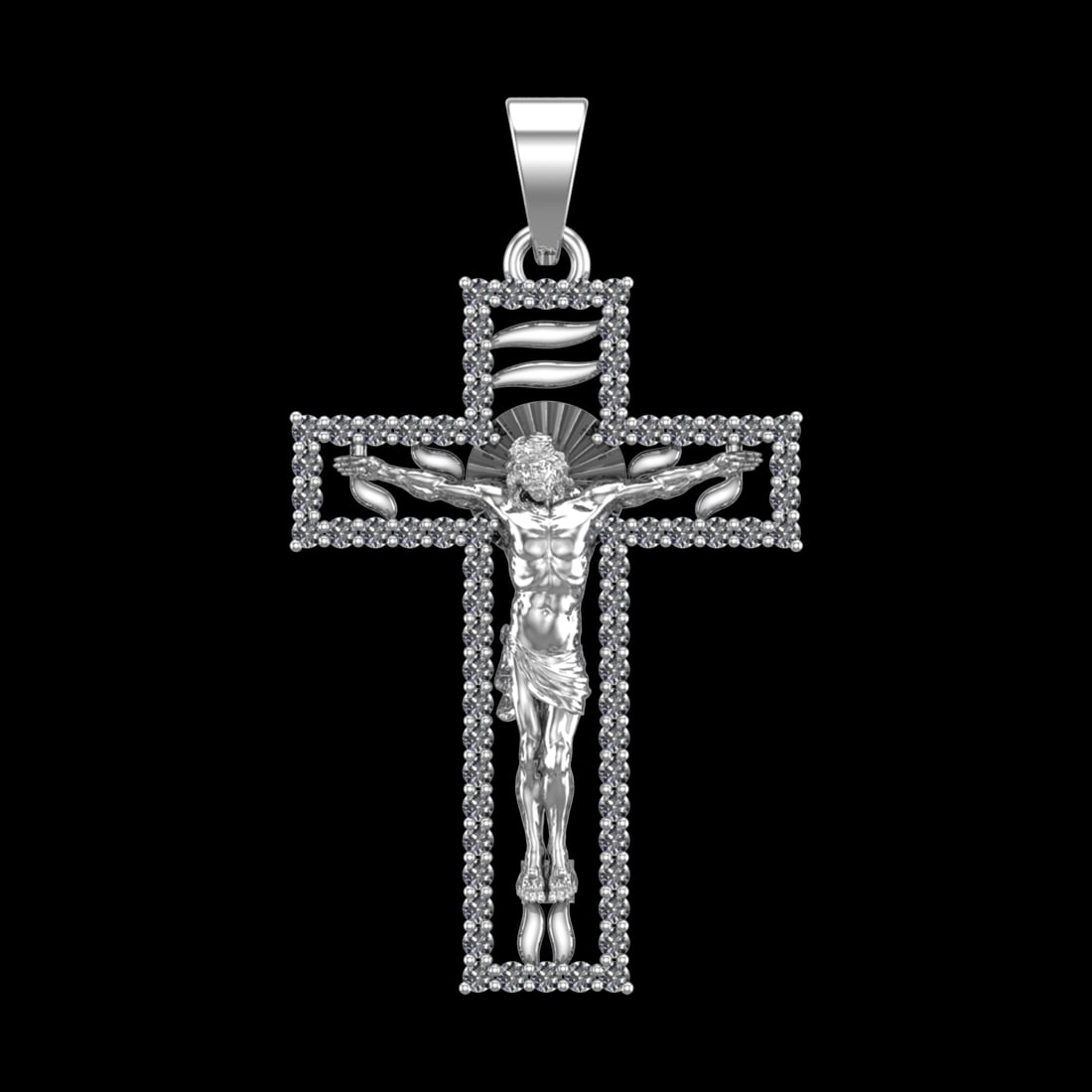 1.02 Ctw SI1/SI2Diamond Prong Set 10k white Gold Jesus Theme Pendant (ALL D: Total Daimond Weight :-1.02 Ctw Color : J-K Clarity : SI1/SI2 Setting : Prong Metal Weight : Approx 6.34 gram 10k White Gold Jesus Theme Pendant (ALL DIAMOND ARE LAB GROWN ) #3SS96265v15