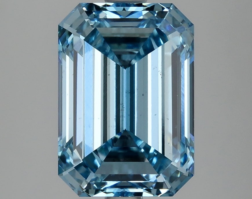 3.27ct Emerald Cut Lab Grown Diamond: IGI CertifiedEmeraldCut Loose Diamond (LAB GROWN) - Weight:3.27 ctw; Color: Fancy Vivid Blue; Clarity: VS2 #3SS98773v15