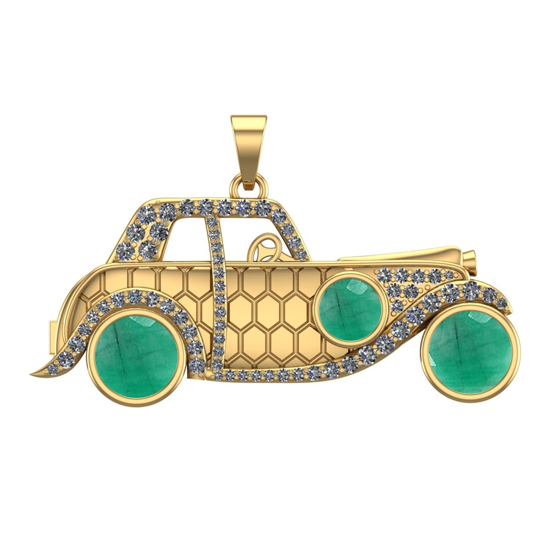 6.09 Ctw VS/SI1 Emeraldand Diamond Prong Set 14k Yellow Gold Vintage Style: Center Stone Weight :-4.84 Ctw ( Round Cut ) Center Stone Color :-Emerald Center Stone Setting : Prong Side Diamond Weight Of Ctw :- 1.25 Ctw Color : J-K Clarity : VS/SI1 Daimond Setting : Prong