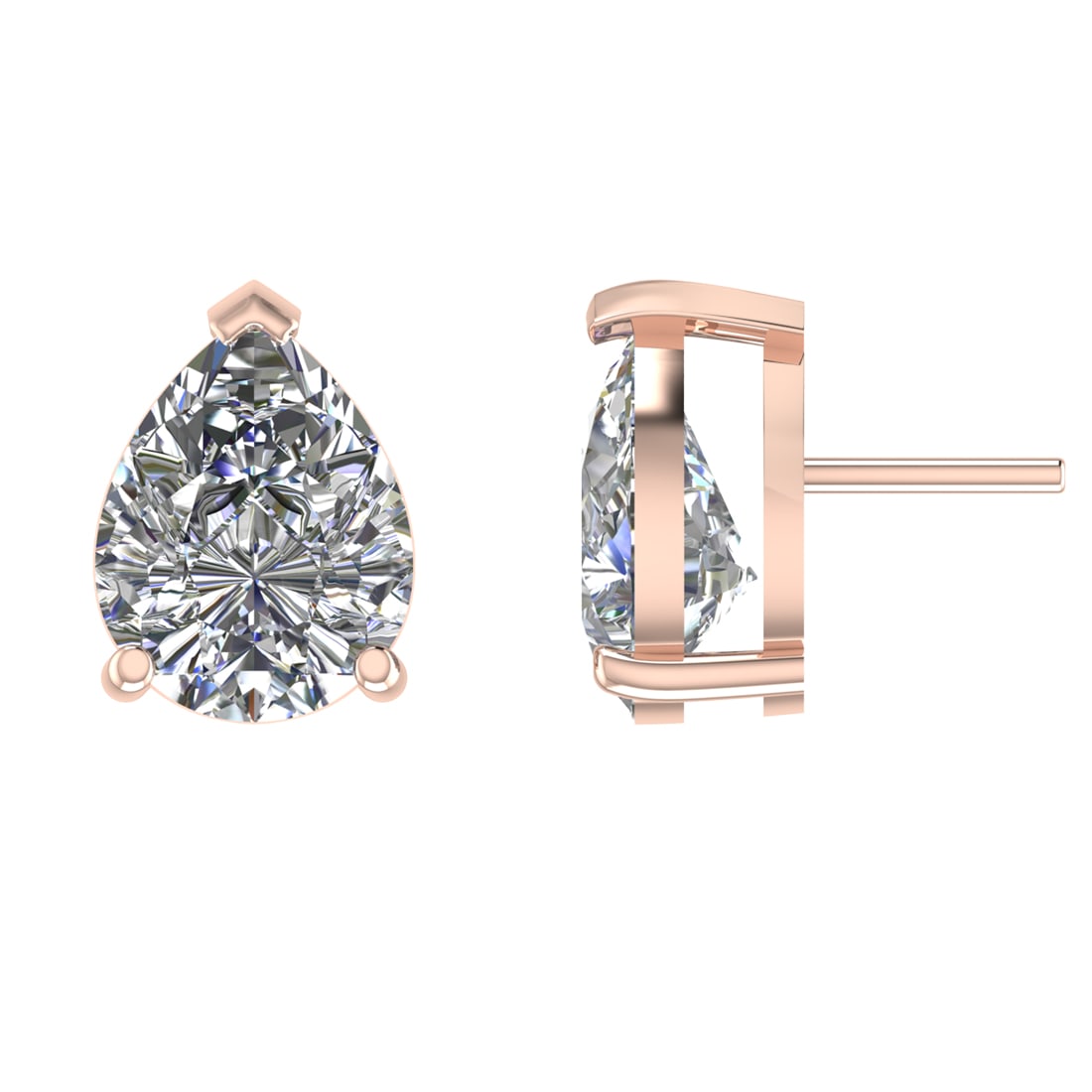 2.20 Ctw SI2/SI1 Diamond Prong Set 14k Rose Gold Stud Earrings (ALL DIAMOND (1 of 1)