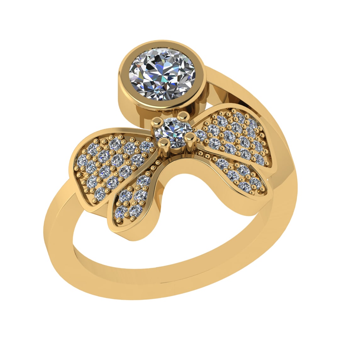 0.97 Ctw VS/SI1 Diamond Prong Set 14k Yellow Gold Engagement Ring (1 of 2)