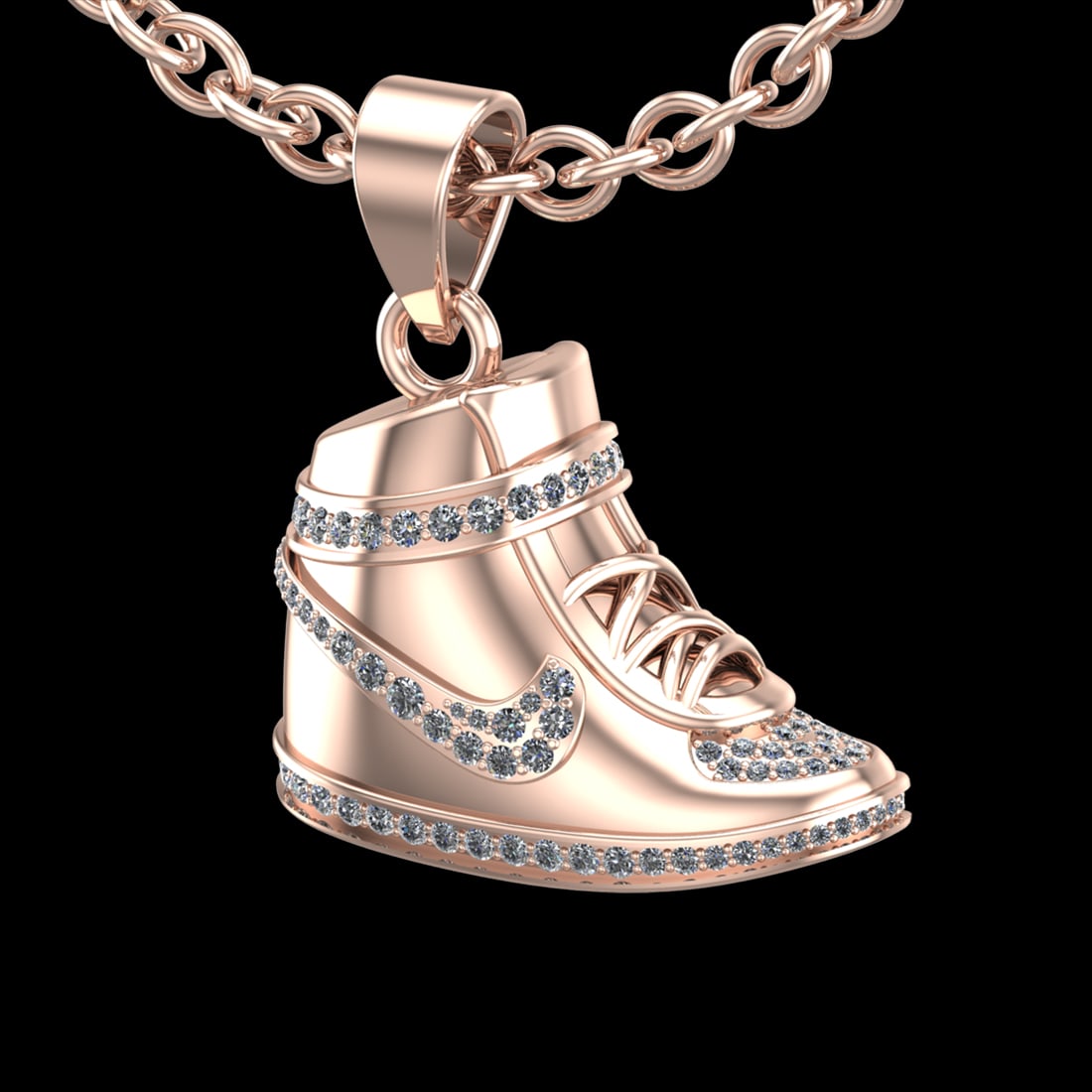 1.82 Ctw VS/SI1 Diamond Prong Set 18K Rose Gold Necklace (ALL DIAMOND ARE L: Total Diamond Weight : 1.82 Ctw (Round cut) Center Diamond Color :- G-H Center Clarity : VS/SI1 Stone Setting : Prong Metal Weight : Approx 51.50 Gram 18K Rose Gold Necklace (ALL DIAMOND ARE LAB GROWN