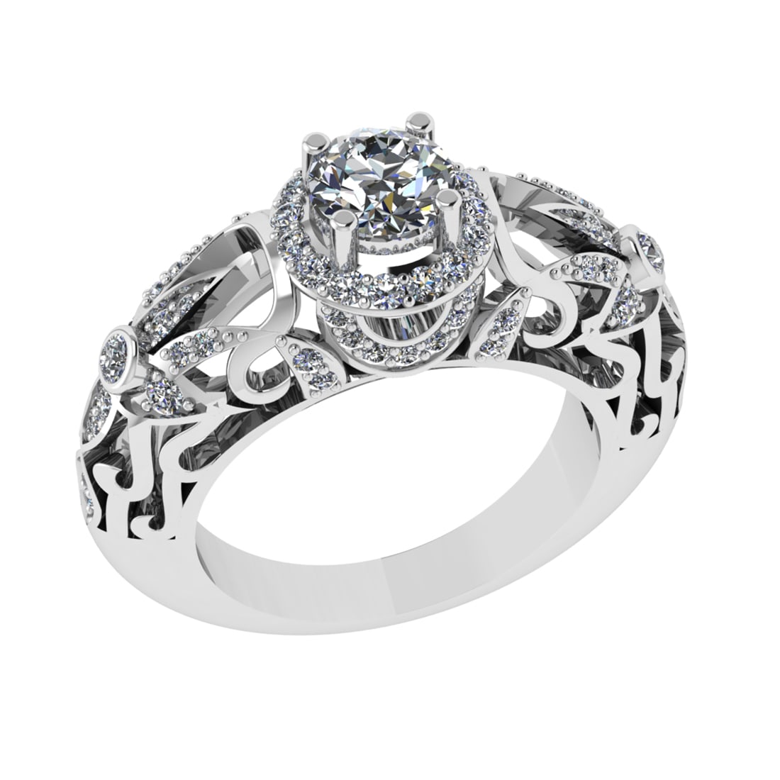1.45 Ctw VS/SI1 Diamond 14k white Gold Engagement Ring: Center Daimond Weight :-0.84 Ctw ( Round Cut) Color : G-H Clarity : VS/SI1 Side Diamond Weight Of Ctw 0.61 Ctw Color : G-H Clarity : VS/SI1 Daimond Setting : Prong Metal Weight : Approx 6.64 gram 14k