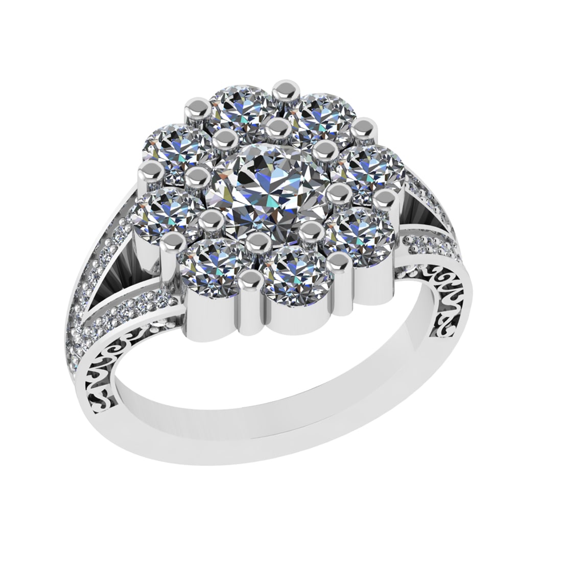 2.52 Ctw VS/SI1 Diamond 14k white Gold Engagement Ring: Center Daimond Weight :-0.84 Ctw ( Round Cut) Color : G-H Clarity : VS/SI1 Side Diamond Weight Of Ctw 1.68 Ctw Color : G-H Clarity : VS/SI1 Daimond Setting : Prong Metal Weight : Approx 7.21 gram 14k
