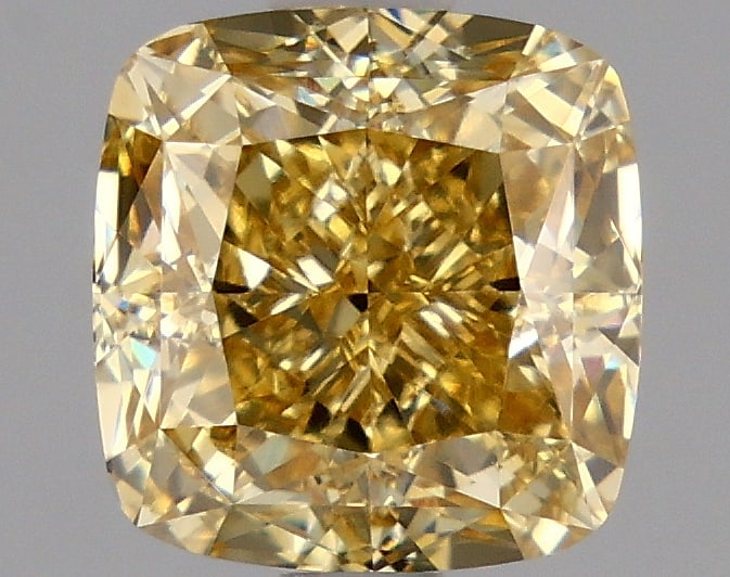 2.08ct Cushion Square Cut Lab Grown Diamond: IGI CertifiedCushion SquareCut Loose Diamond (LAB GROWN) - Weight:2.08 ctw; Color: Fancy Intense Yellow; Clarity: VVS2 #3SS99098v15