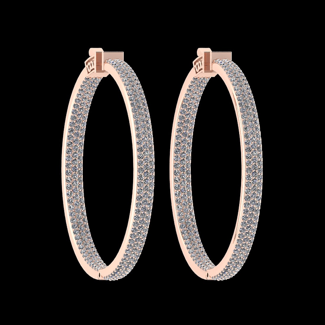 2.40 Ctw VS/SI1 Diamond 14K Rose Gold Hoop Earrings (ALL DIAMOND ARE LAB GR (1 of 1)