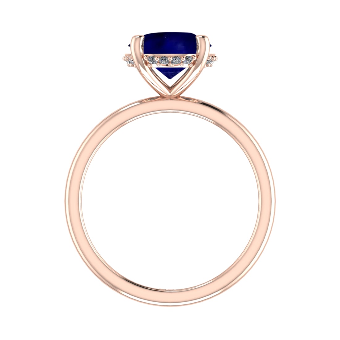 2.59 Ctw VS/SI1 Blue Sapphire and Diamond 14k Rose Gold Engagement Ring (AL: Center Stone Weight :-2.50 Ctw ( Oval Cut) Center Stone Color :-Blue Sapphire Center Stone Setting : Prong Side Diamond Weight Of Ctw :- 0.09 Ctw Color : J-K Clarity : VS/SI1 Daimond Setting : Prong