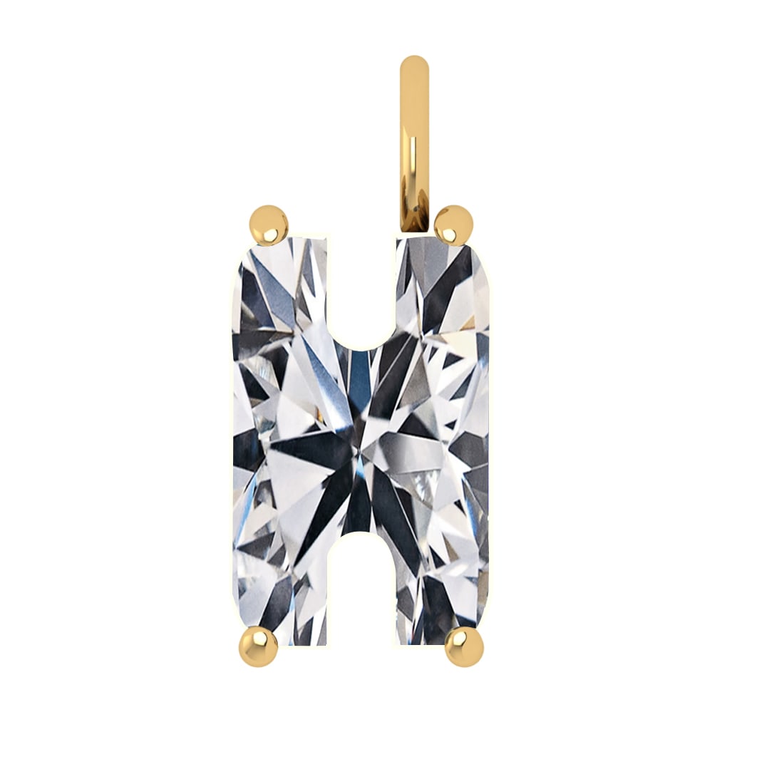 0.87 ctw VS Diamond Style Prong Set 14k Yellow Gold Alphabet-H Pendant (ALL (1 of 1)